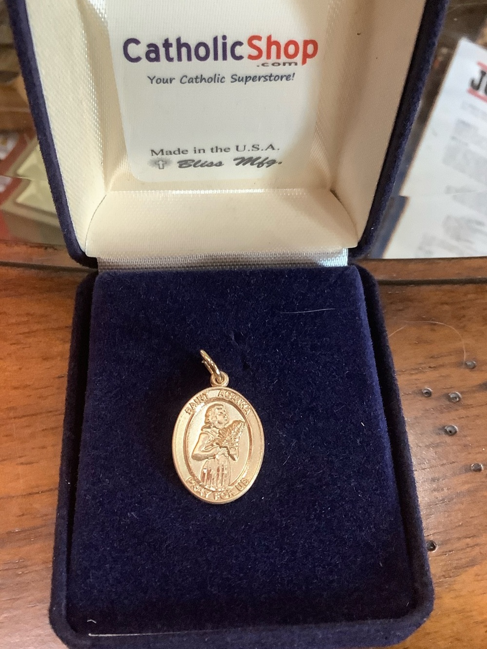 14k Saint Agatha Medal Pendant